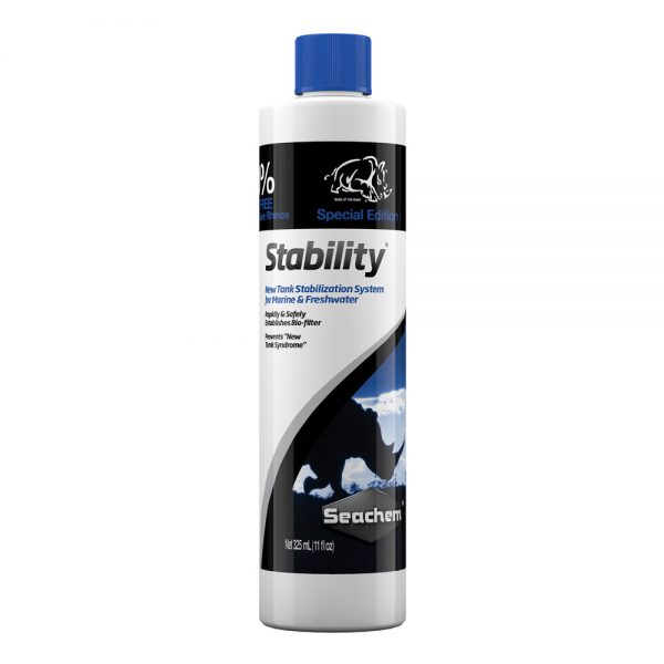 Embalagem Seachem Stability de 325 ml, edição com volume adicional