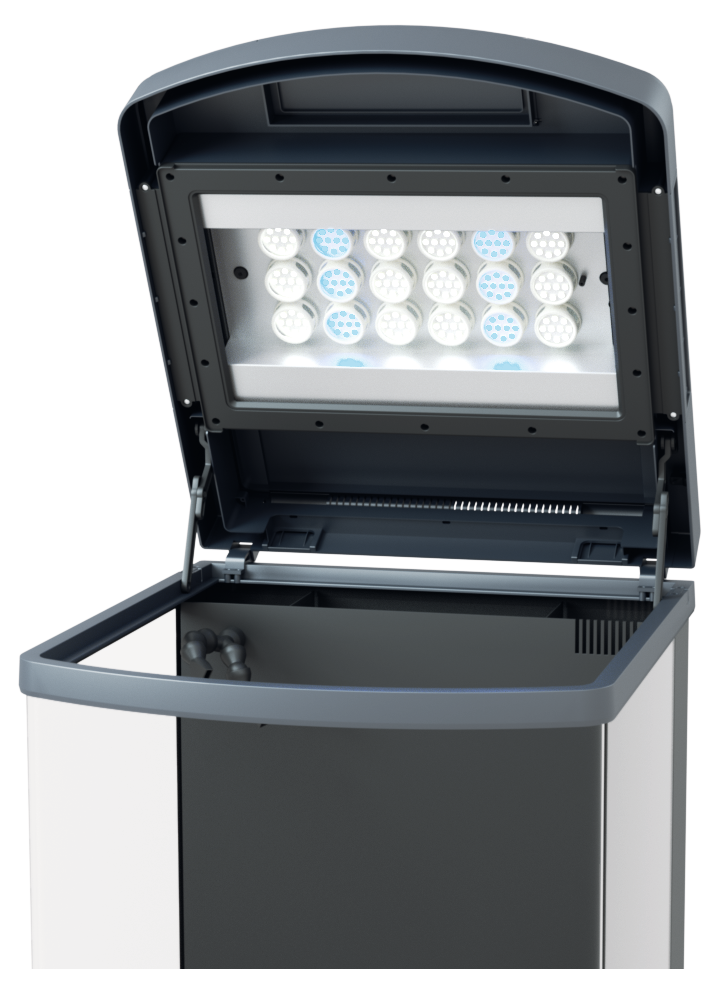 Tampa LED Sera marin Biotop LED Cube 130 31098 montada no aquário