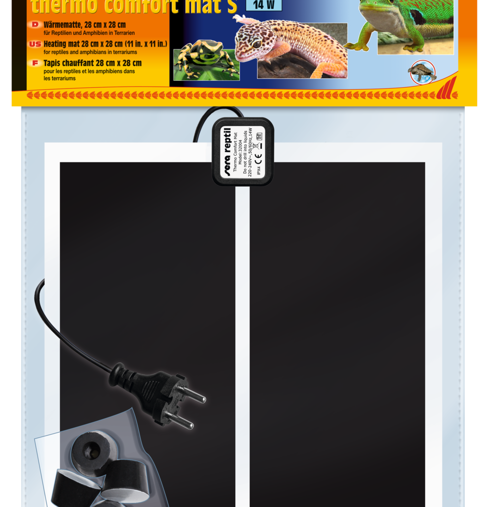 Embalagem sera reptil thermo comfort mat S, 14 W, 28 x 28 cm, referência 32004