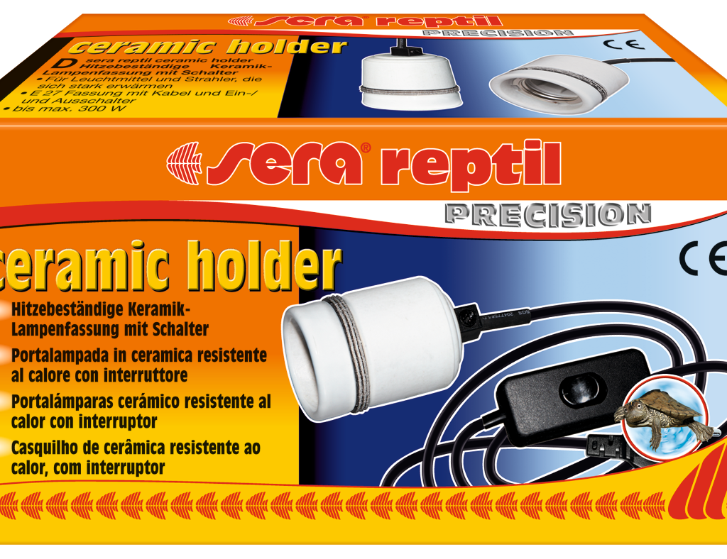 Caixa sera reptil ceramic holder com casquilho, cabo e interruptor, referência 32012