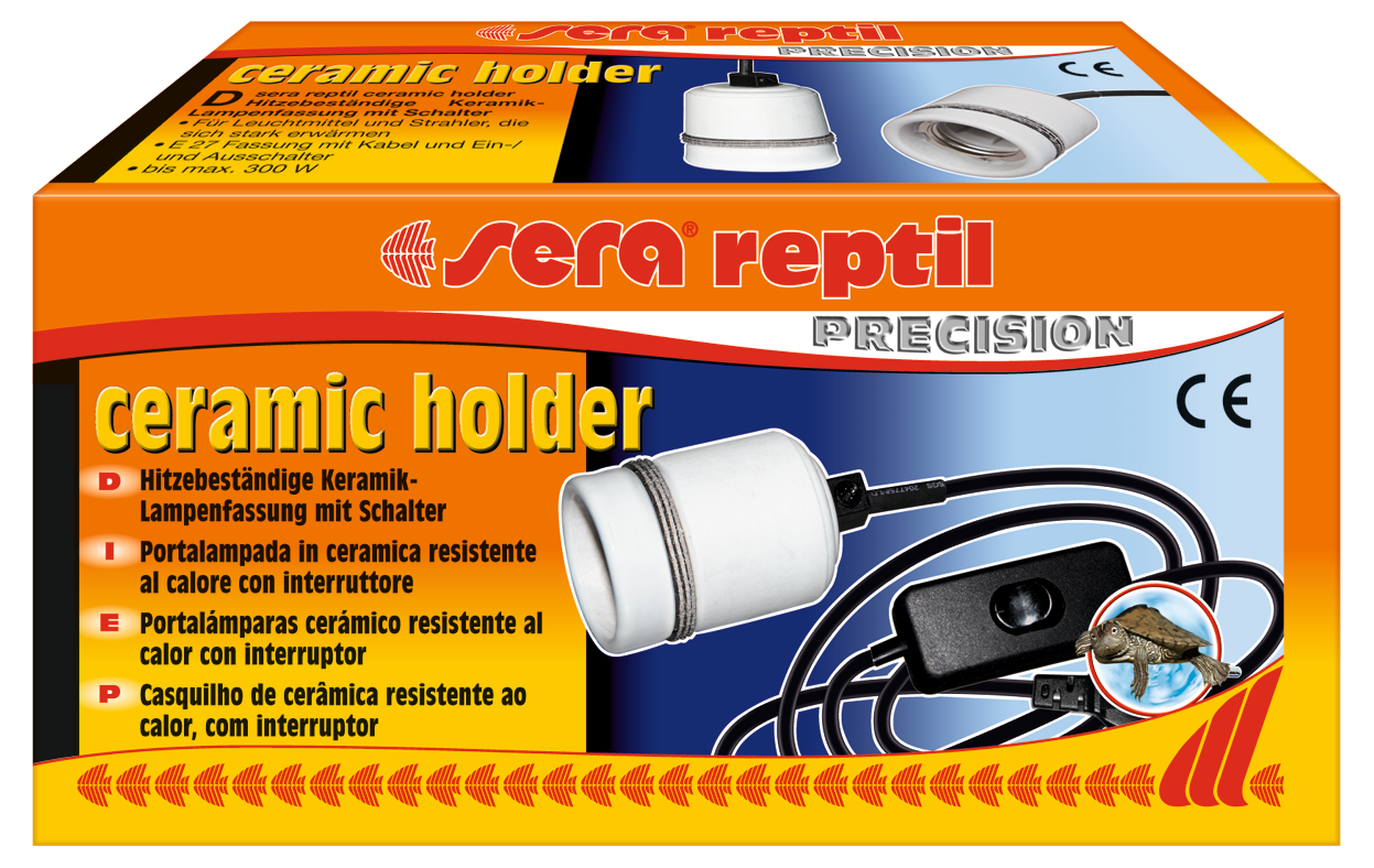 Caixa sera reptil ceramic holder com casquilho, cabo e interruptor, referência 32012