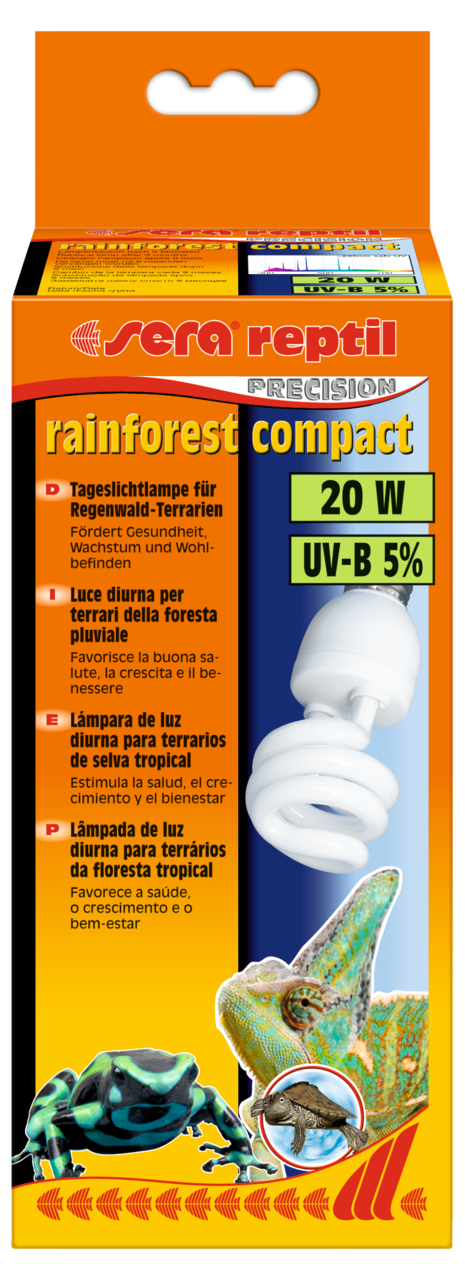 Embalagem sera reptil rainforest compact 20 W, 5% UV-B