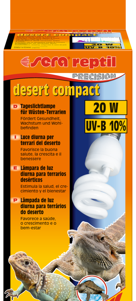 Embalagem sera reptil desert compact 20 W, 10% UV-B