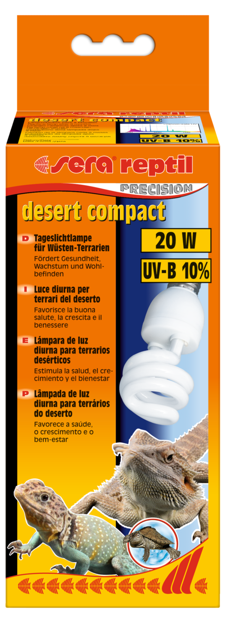 Embalagem sera reptil desert compact 20 W, 10% UV-B