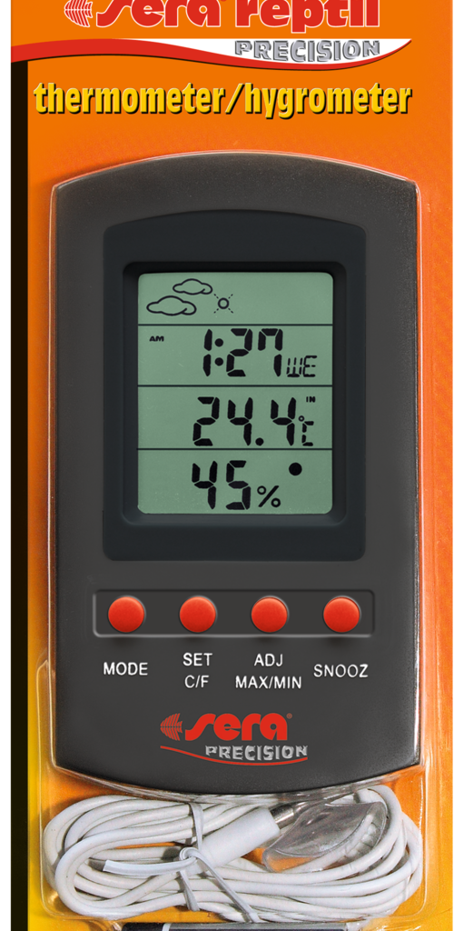 Embalagem sera reptil thermometer/hygrometer com sonda e pilha AA