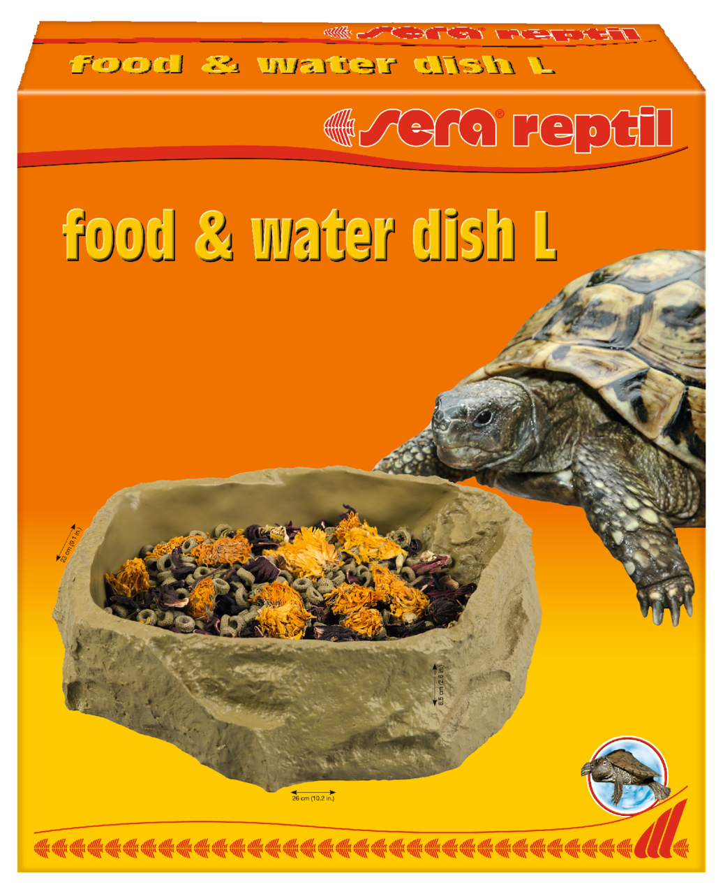 Embalagem sera reptil food/water dish L, 26 × 6,5 × 23 cm