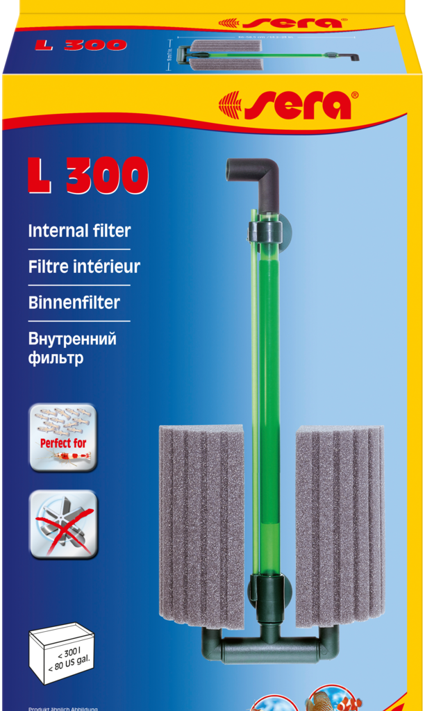 Embalagem do filtro interno sera L300 com duas esponjas