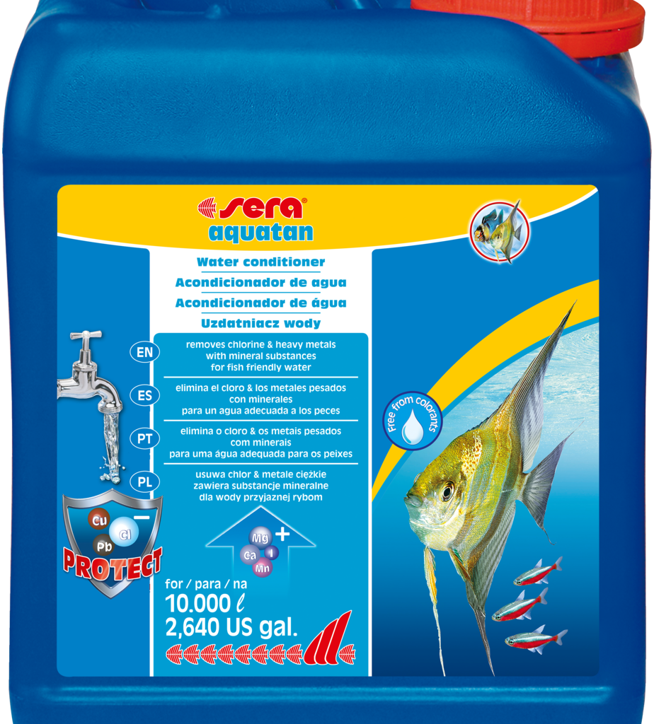 Embalagem sera aquatan de 2,5 litros, acondicionador de água para aquários