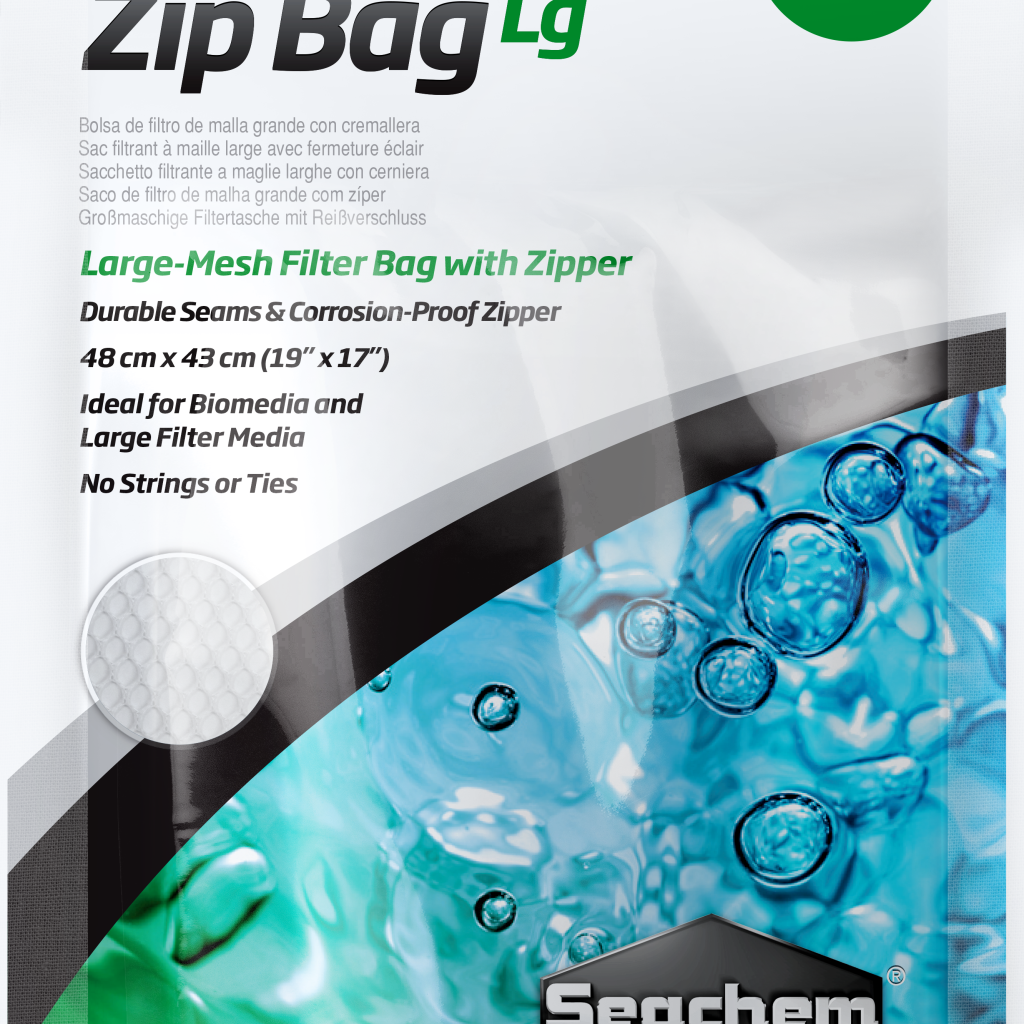 Embalagem Seachem Zip Bag Large, saco de malha larga 48 × 43 cm