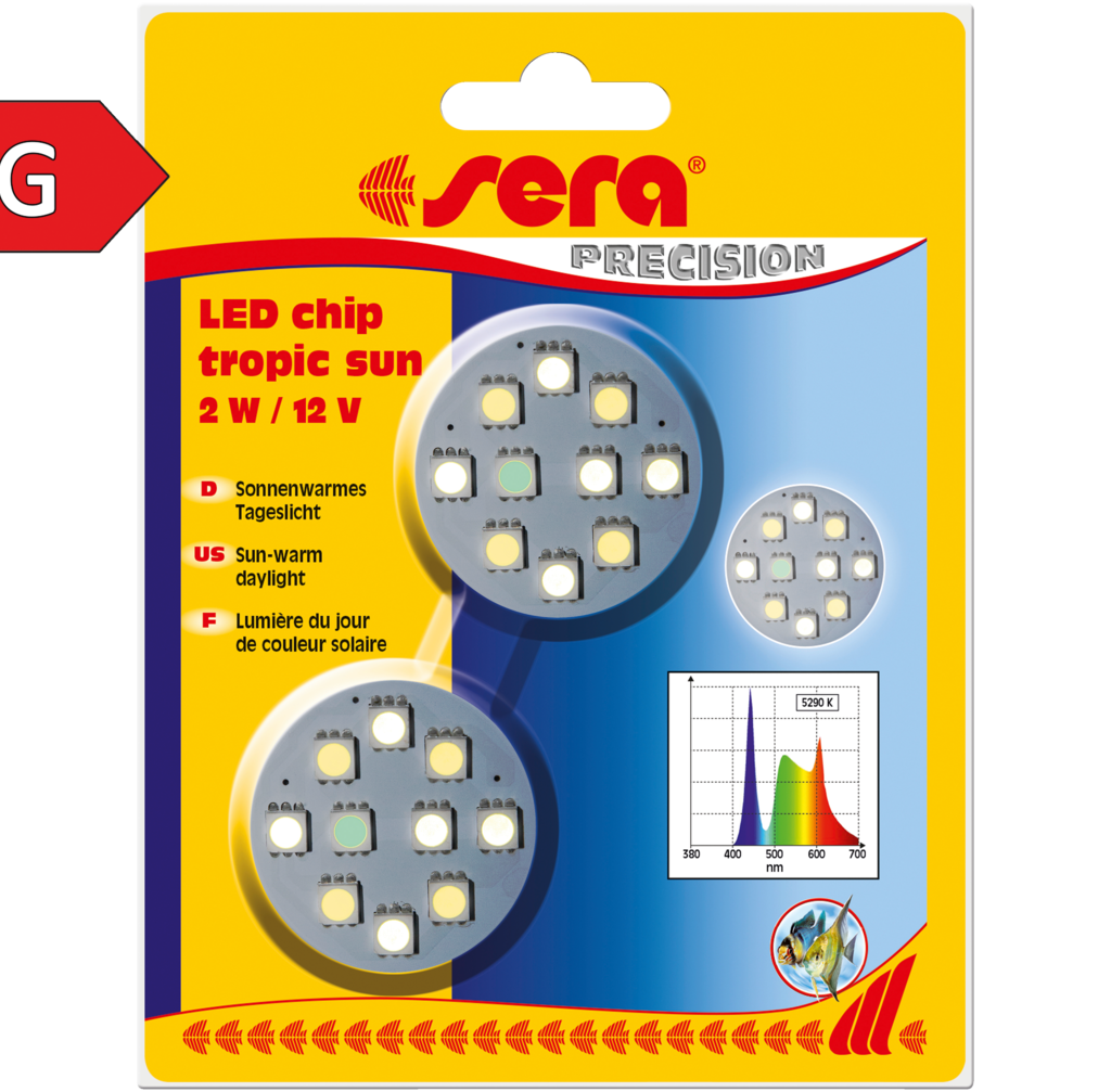 Embalagem Sera LED chip tropic sun, referência 31174, duas unidades