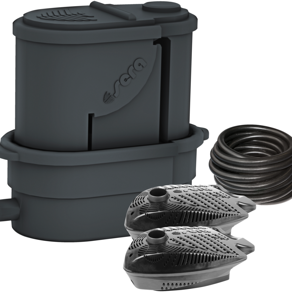 Filtro sera Koi Professional 24000 antracite com duas bombas PP12000 e mangueira