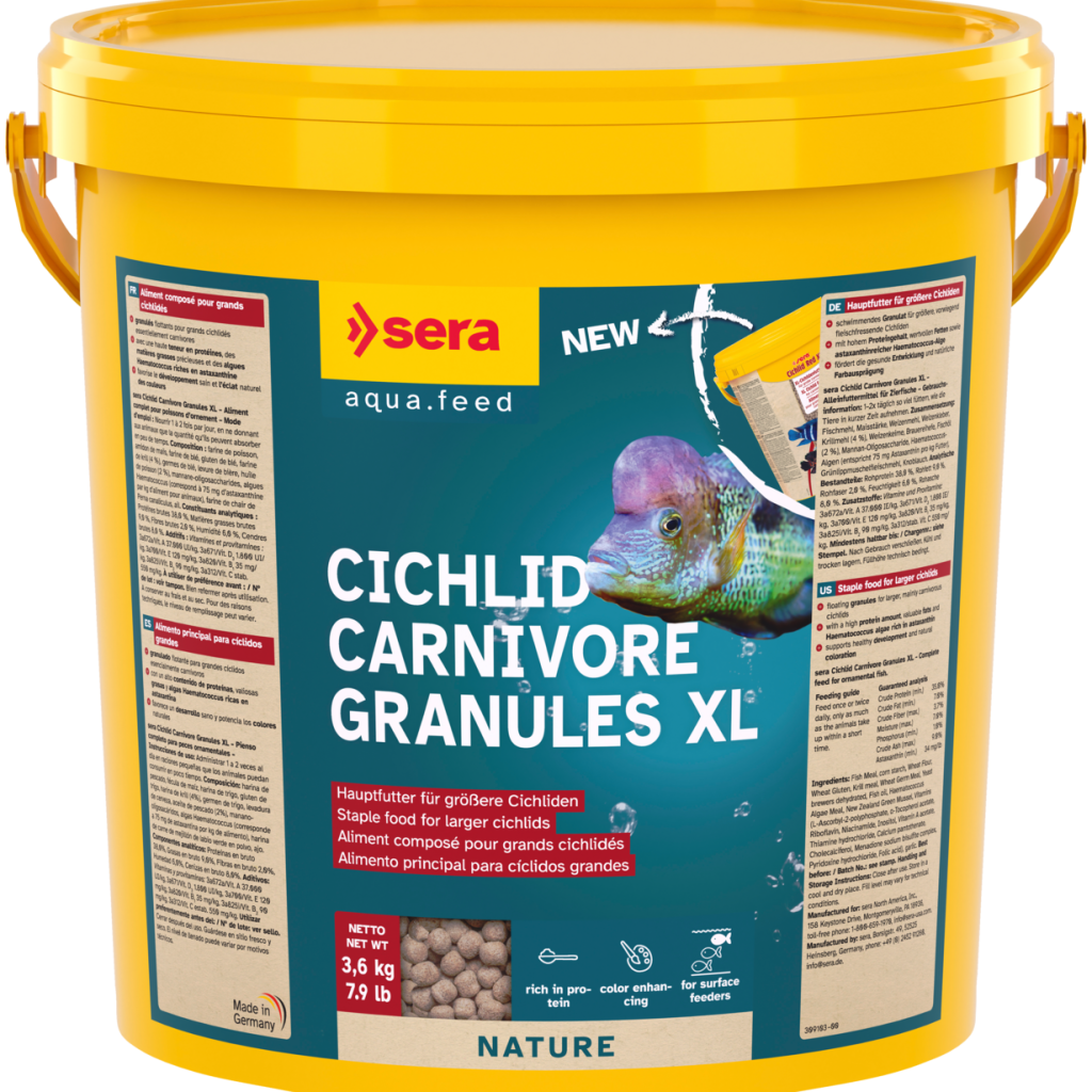 Embalagem sera Cichlid Carnivore Granules XL 10 L, 3,6 kg