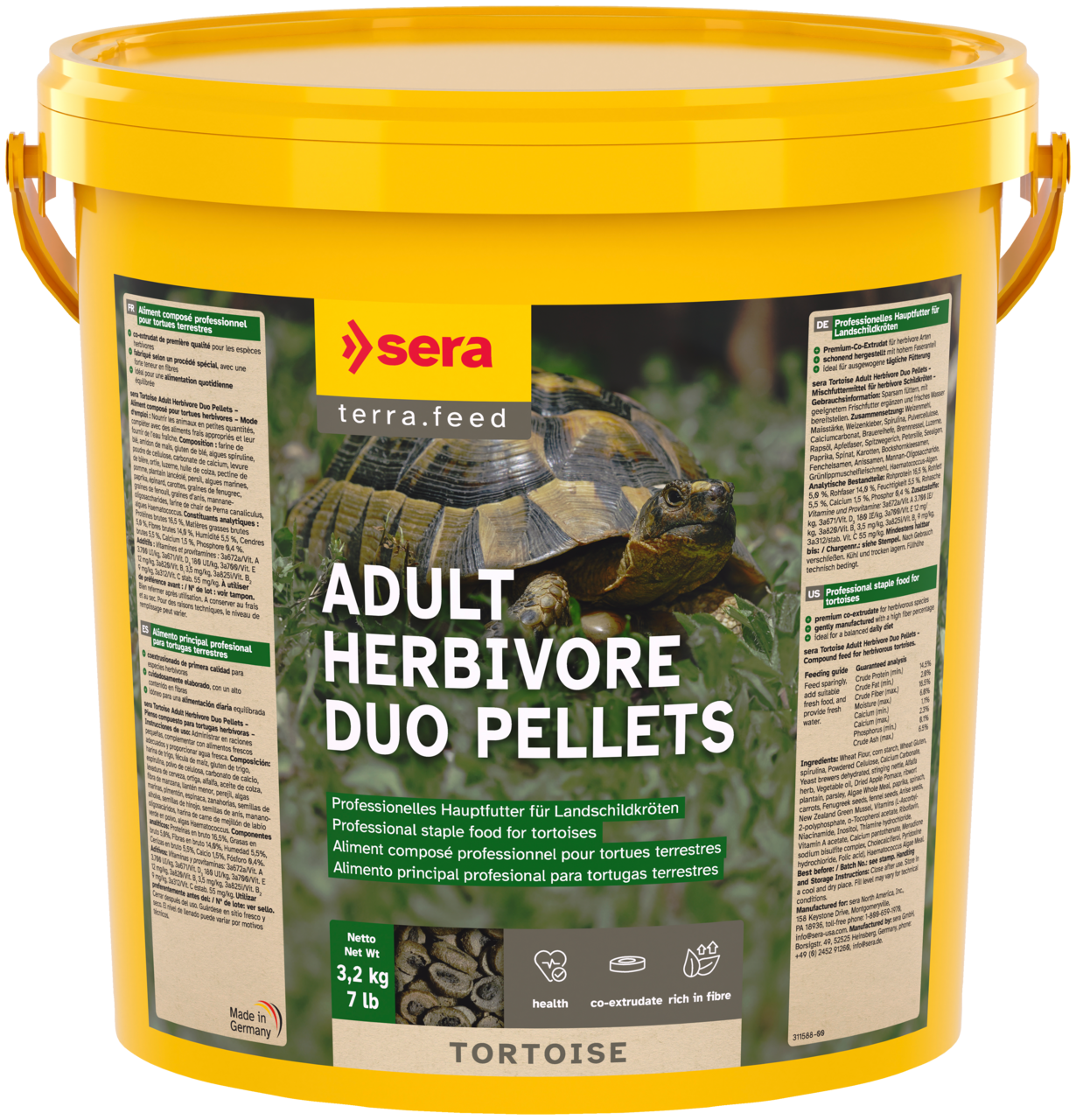 sera Herbivor Tortoise Adult Herbivore Duo Pellets 10 L 3,2 kg