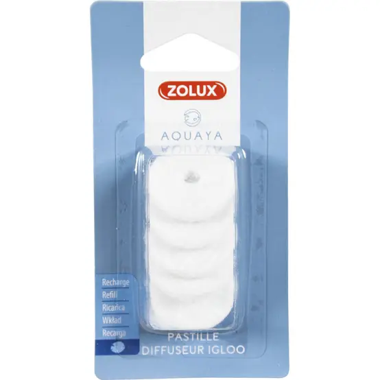 Embalagem de cinco pastilhas Zolux Aquaya para difusor Igloo 321316