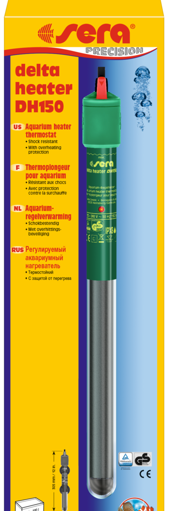 Embalagem do aquecedor sera delta heater DH150 de 150 W