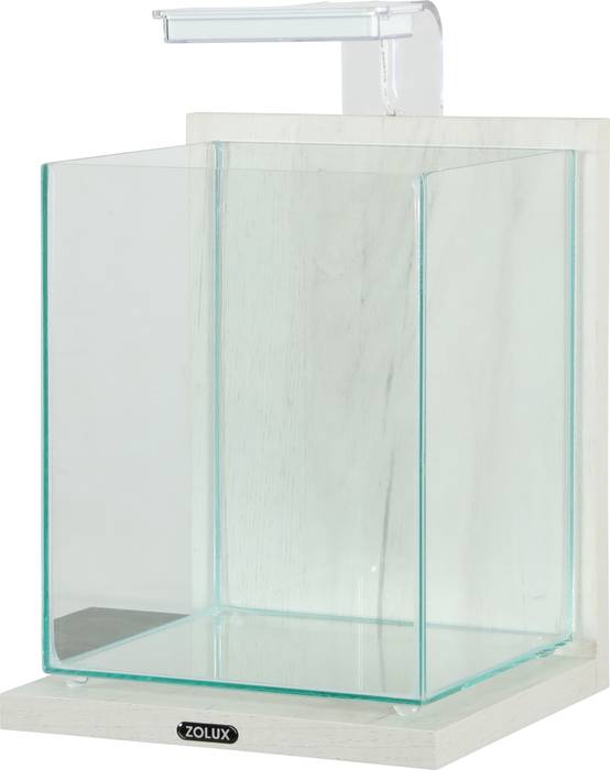 Nano aquário Zolux Jalaya 2 branco cérusé de 10 L com suporte de madeira e iluminação LED