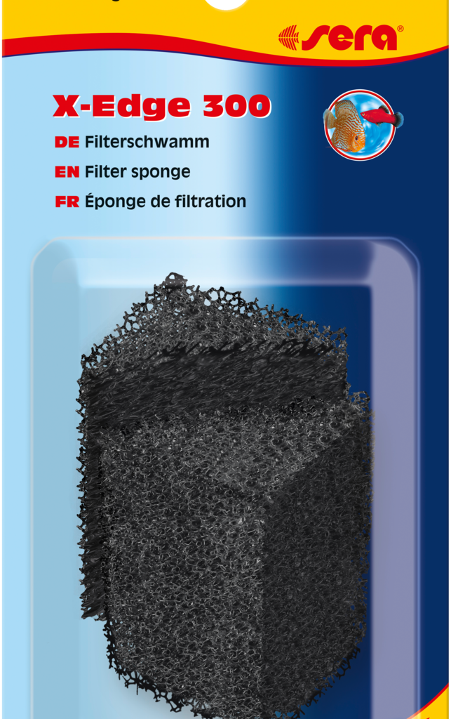 Embalagem Sera X-Edge 300 com duas esponjas filtrantes pretas