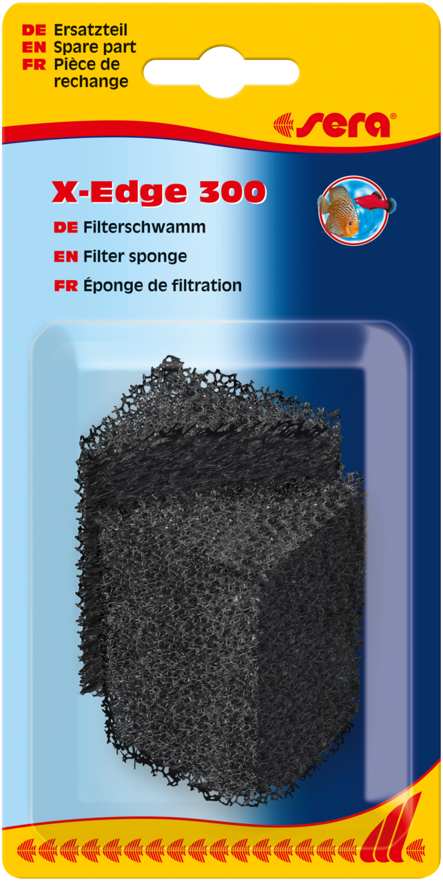 Embalagem Sera X-Edge 300 com duas esponjas filtrantes pretas