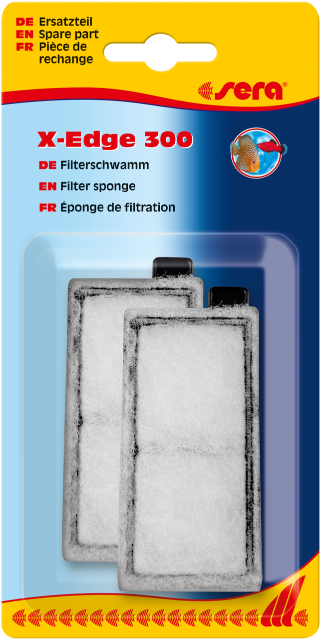 Embalagem Sera X-Edge 300 com dois cartuchos filtrantes brancos de substituição