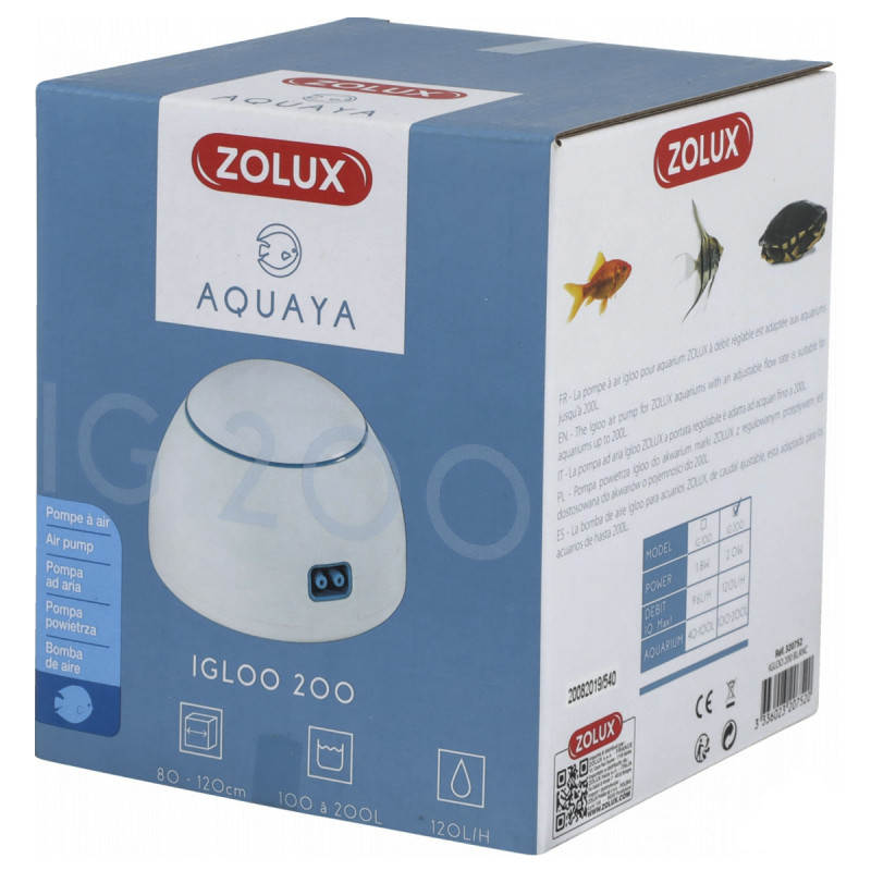 Embalagem da bomba de ar Zolux Aquaya Igloo 200 branca 320752