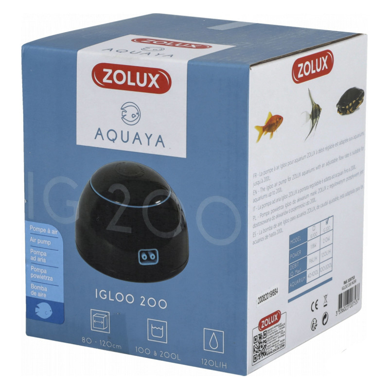 Embalagem da bomba de ar Zolux Aquaya Igloo 200 preta 320753
